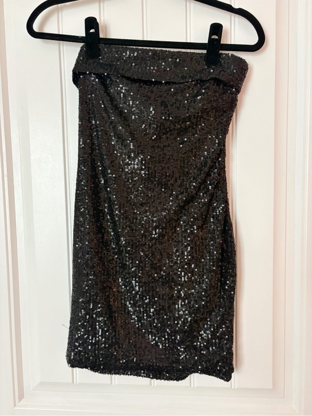 Black Strapless Sequin Mini Dress